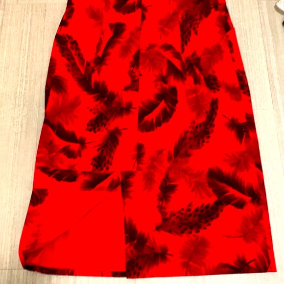 JACOB red dress with black feathers and pockets - Picture 10 of 11